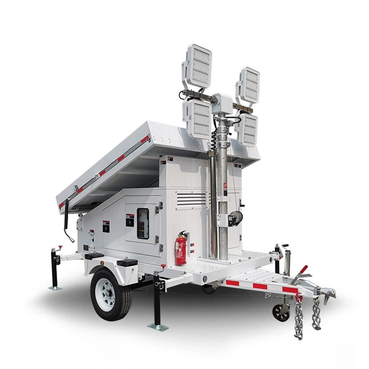 Mobile Solar Light Trailer With Four Solar Panels