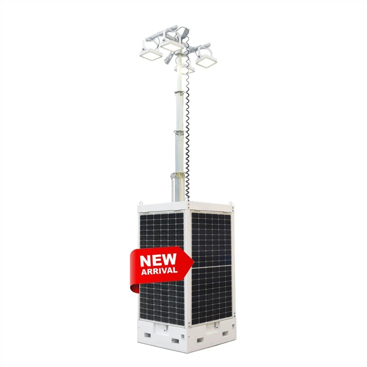 Mobile Outdoor Parking Lot Lighting Tower Cuboid Solar Panel